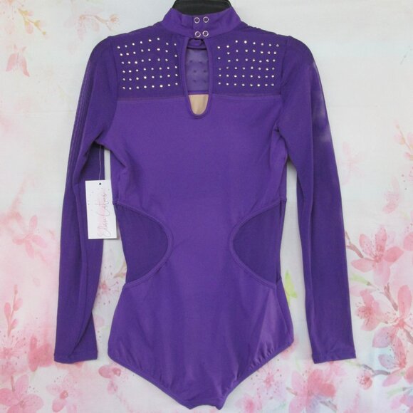 Leotard New Elisse Women's SA MA or LA Long Sleeve Dance Ballet Costume Purple - Picture 6 of 6